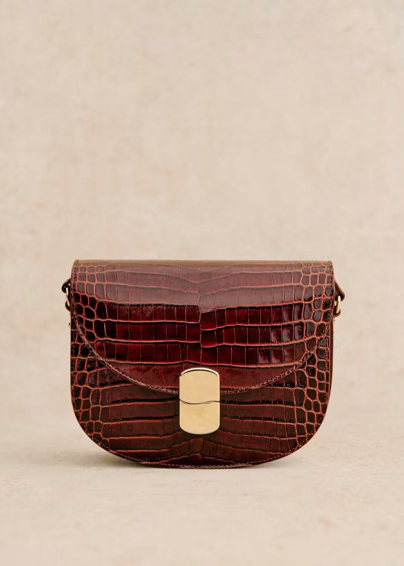 Claude Bag - Chocolate Croco Print  - Crocodile-embossed cowhide leather - Sézane | Sezane Paris - US