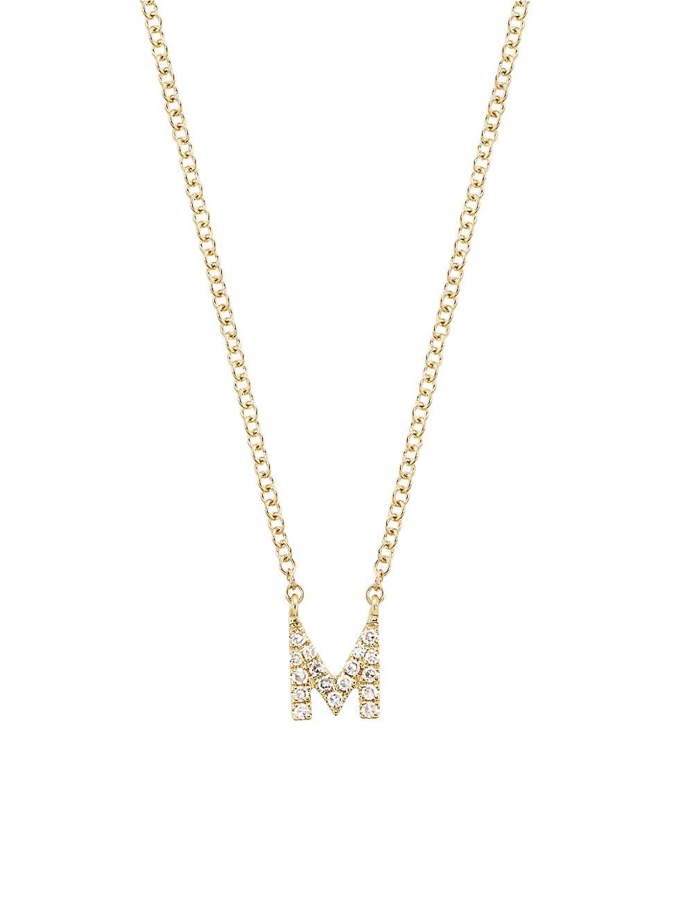 Women's 14K Yellow Gold & 0.03 TCW Diamond Initial Pendant Necklace - Initial M - Initial M - Size M | Saks Fifth Avenue