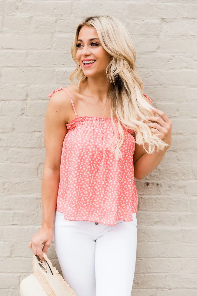 Just Another Day Coral Floral Tie Strap Tank | Pink Lily