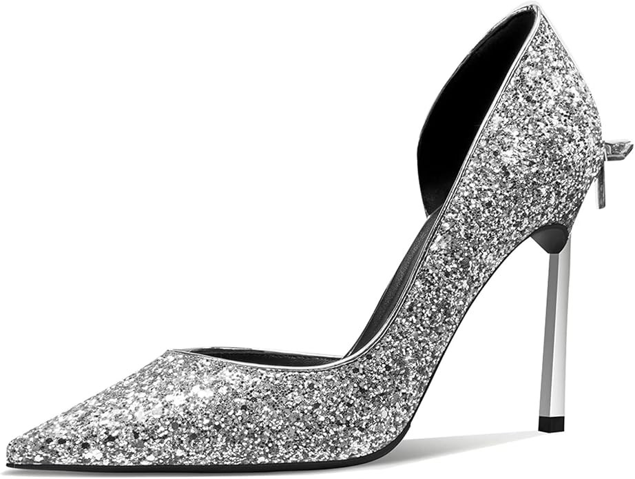 Castamere Gretta Glitter High Heels with Butterfly Bow, Elegant 3.3Inches Metallic Stiletto and P... | Amazon (CA)
