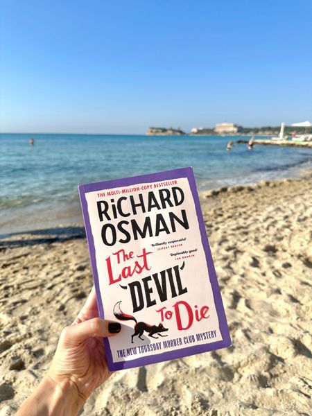 I brought five books for a six day vacation, a bit aggressive with a baby but on to book number two!  The Last Devil to Die is the 4th and latest book in the Thursday Murder Club Mystery series by Richard Osman. #goodbooks #beachread