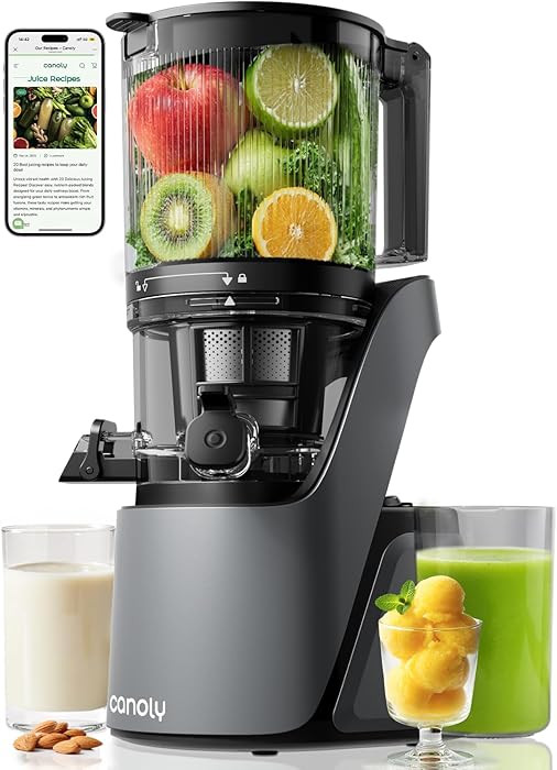 Canoly C16 Cold Press Juicer, 6" Extra Wide Feed Chute, 3-IN-1 Strainers (Juice & Sorbet & Nut Mi... | Amazon (US)