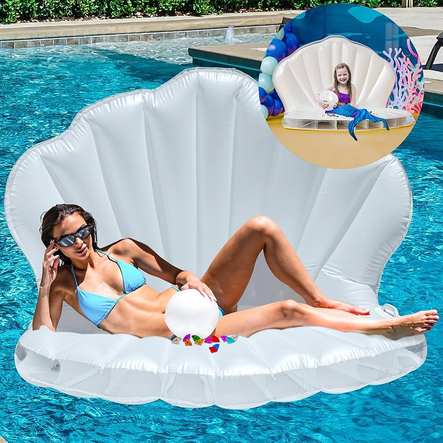 JAMBO Inflatable Seashell Pool Float, Pool Floats, Mermaid Floaty for Adults Kids, Clam Shell Pho... | Amazon (CA)