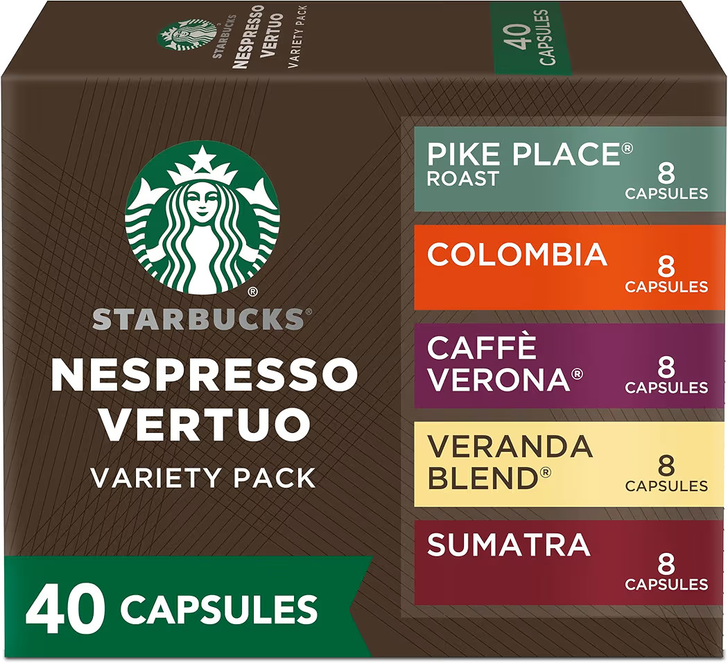 Starbucks by Nespresso Vertuo, Blonde, Medium, and Dark Roast Variety Pack Coffee, 40-count Coffe... | Amazon (US)