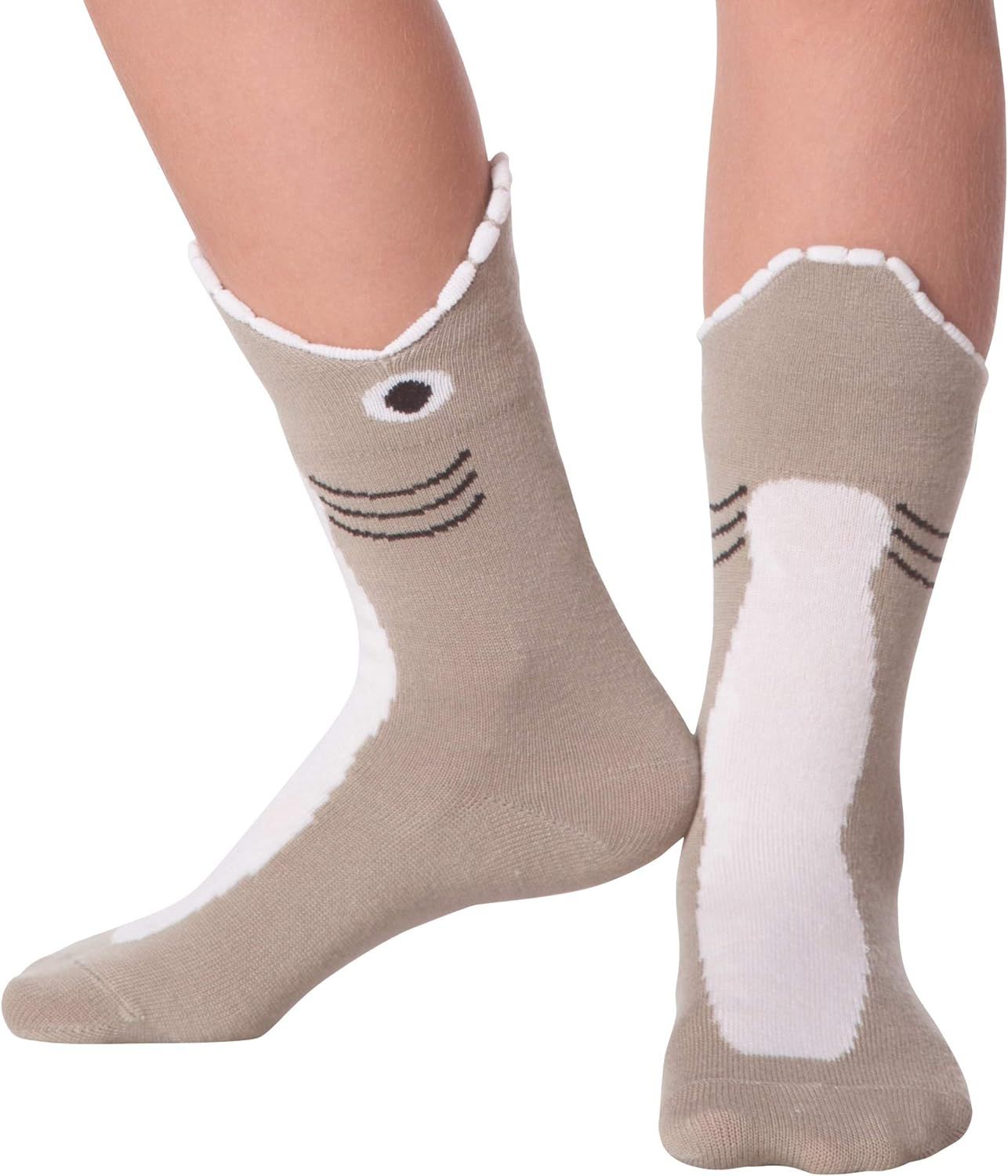 Amazon.com: K. Bell Socks unisex child Novelty Wide Mouth Crew Hosiery, Gray Shark, Shoe Size 7-1... | Amazon (US)