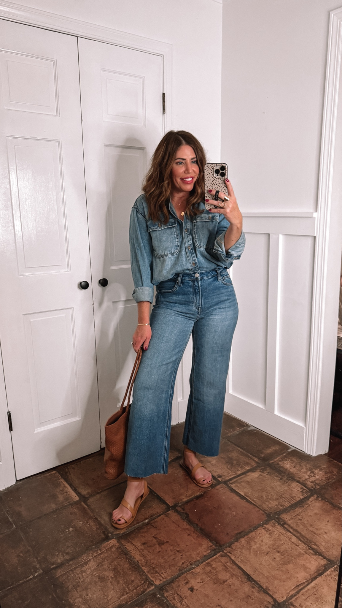 Denim on denim

Target button down- size medium 

Quince look for less straight leg jeans size 28 (I trimmed these to make them a little shorter- they do not have a raw hem)

Target look for less sandals true to size 

Quince woven tote 

#LTKOver40 #LTKFindsUnder50 #LTKStyleTip