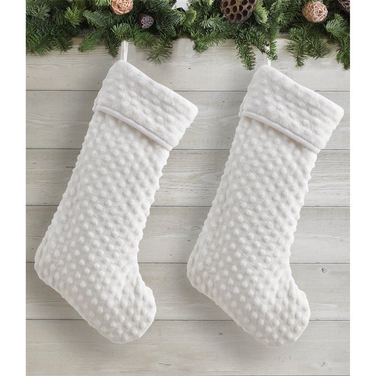 My Texas House Madison Bright White Embossed Christmas Stockings, 21" (2 Count) - Walmart.com | Walmart (US)
