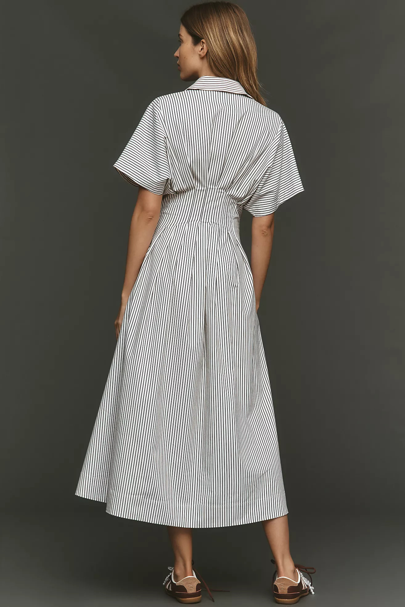 The Tobie Button-Front Pleated Shirt Dress by Exquise | Anthropologie (US)