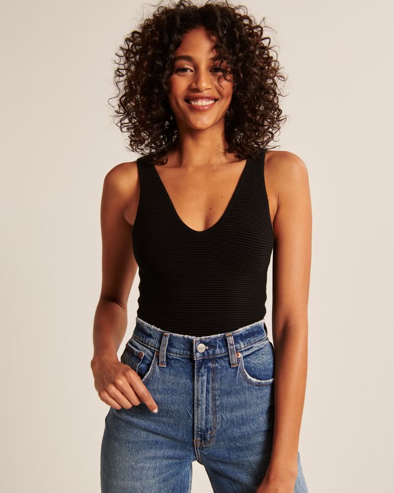Deep-V Ribbed Bodysuit | Abercrombie & Fitch (US)
