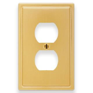 Sinclair Brushed Gold 1-Gang Duplex Outlet Wall Plate | The Home Depot