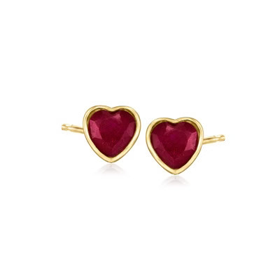 Ross-Simons 1.50 ct. t.w. Ruby Heart Stud Earrings in 18kt Gold Over Sterling | Target
