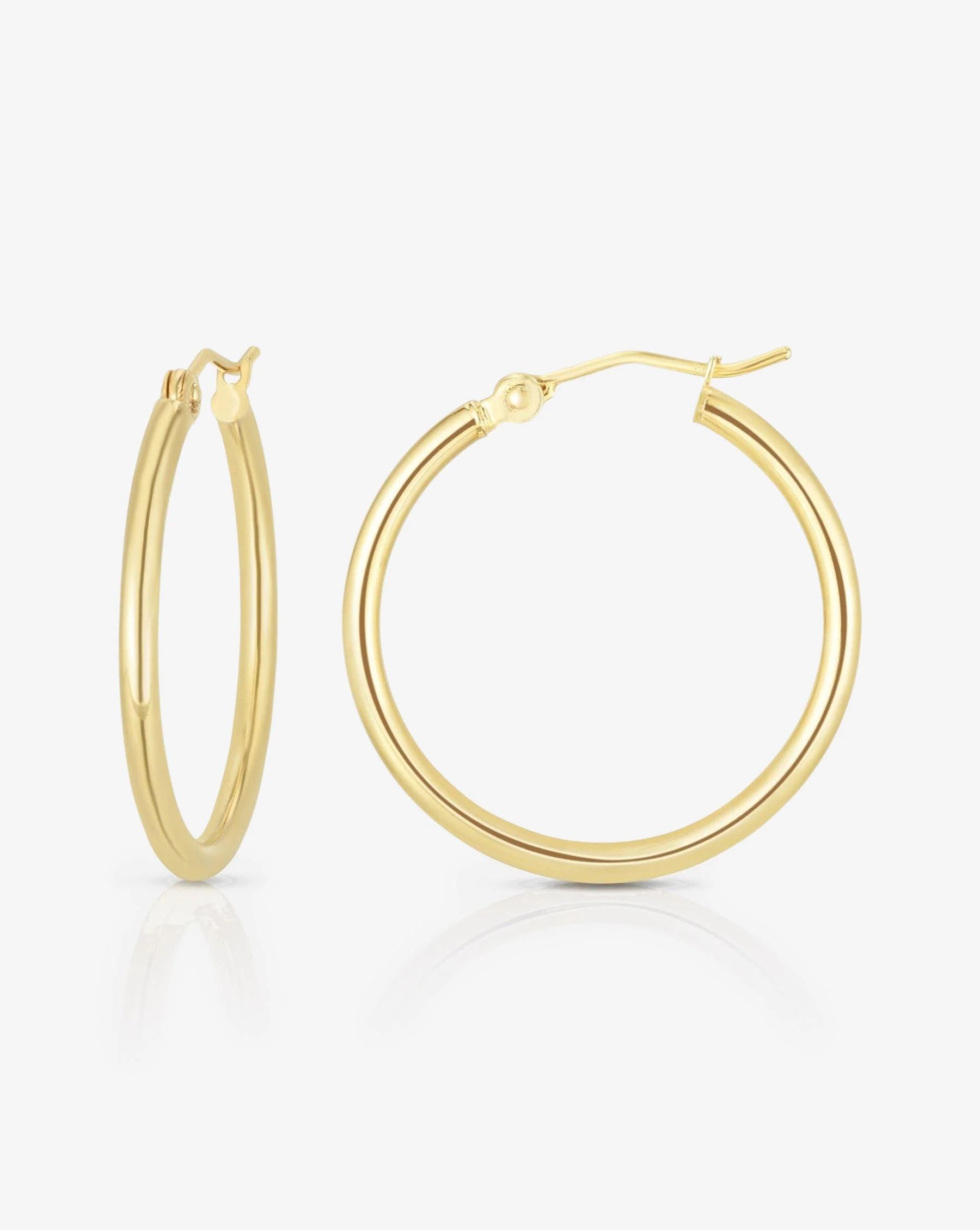 2 mm Gold Tube Hoops | Ring Concierge