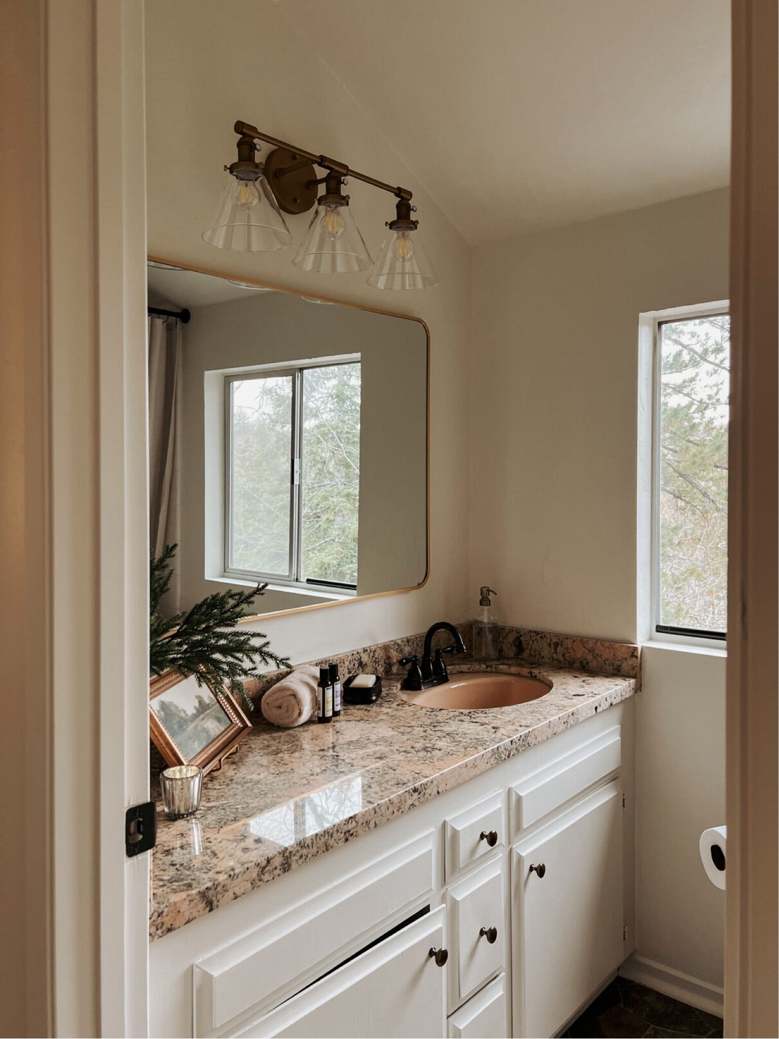 Renovation look for less!! Both the mirror and light fixture are Amazon - easy and affordable upgrades! 

#LTKSaleAlert #LTKHome #LTKFindsUnder100