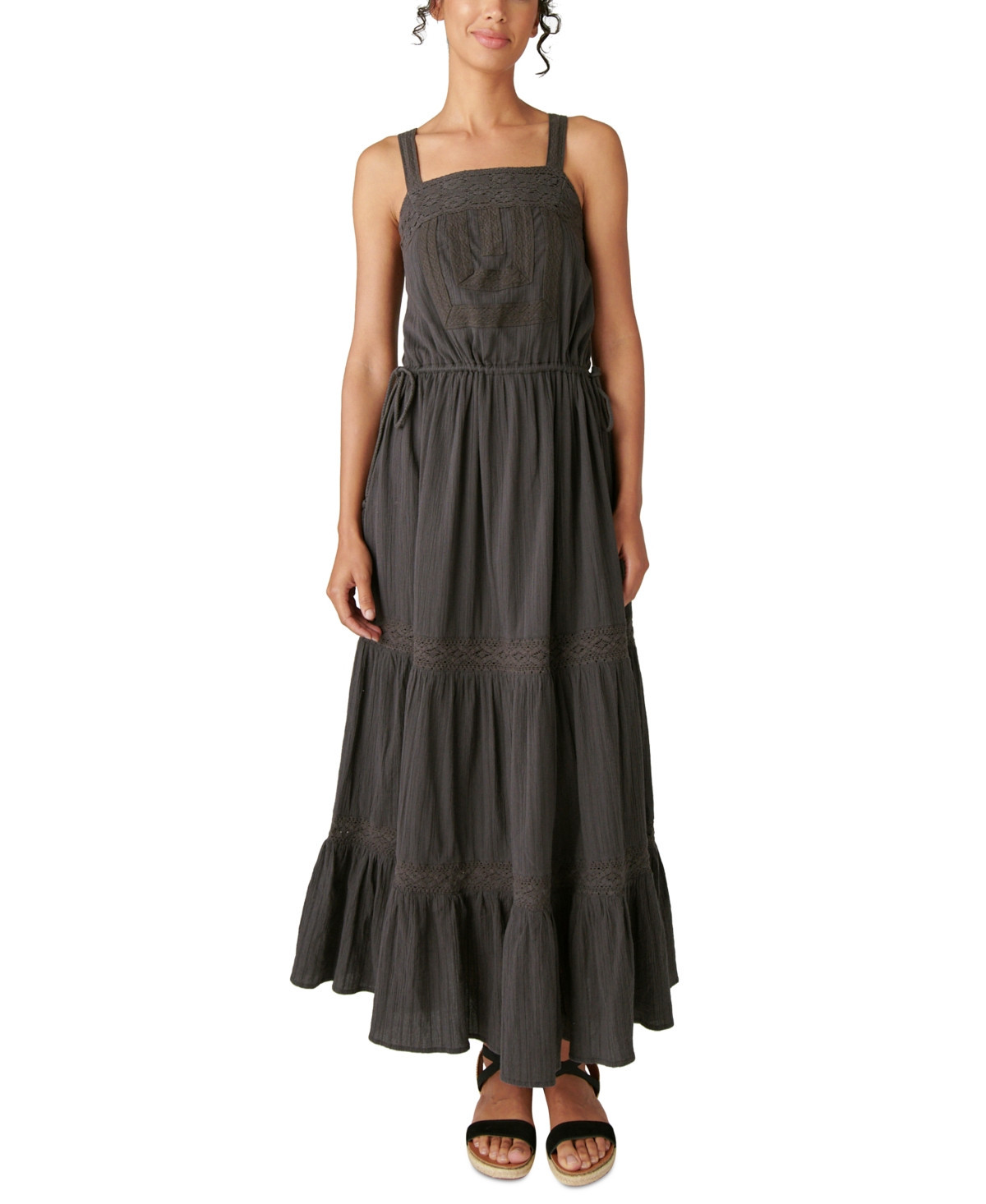Lucky Brand Women's Cotton Tiered Maxi Lace Dress | Macys (US)