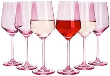 Colored Wine Glass Set,12 oz Glasses Set of 6, Unique Italian Style Tall Stemmed for White & Red ... | Amazon (US)