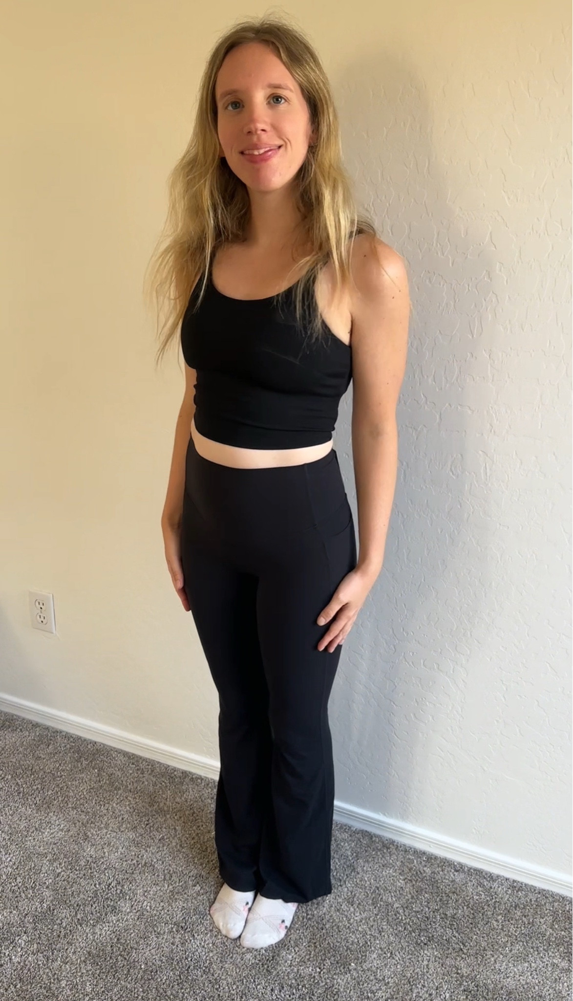 Cute flare leggings that work with my pregnancy bump but they aren’t maternity  

#LTKstyletip #LTKbump #LTKfitness