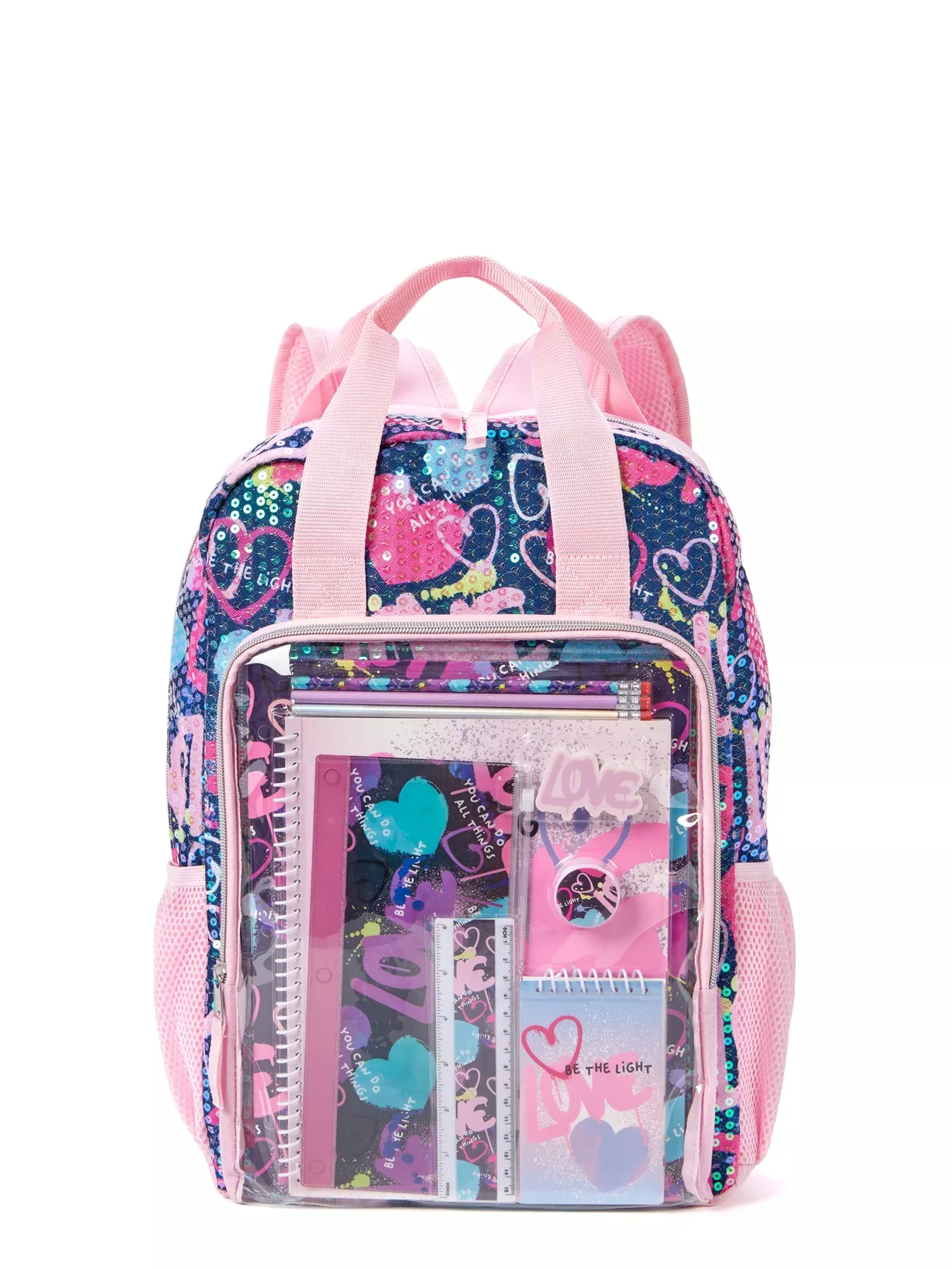 Wonder Nation Children's Backpack with Lunch Box and Pencil Case 3-Piece  Set Pink Leopard Tie Dye 