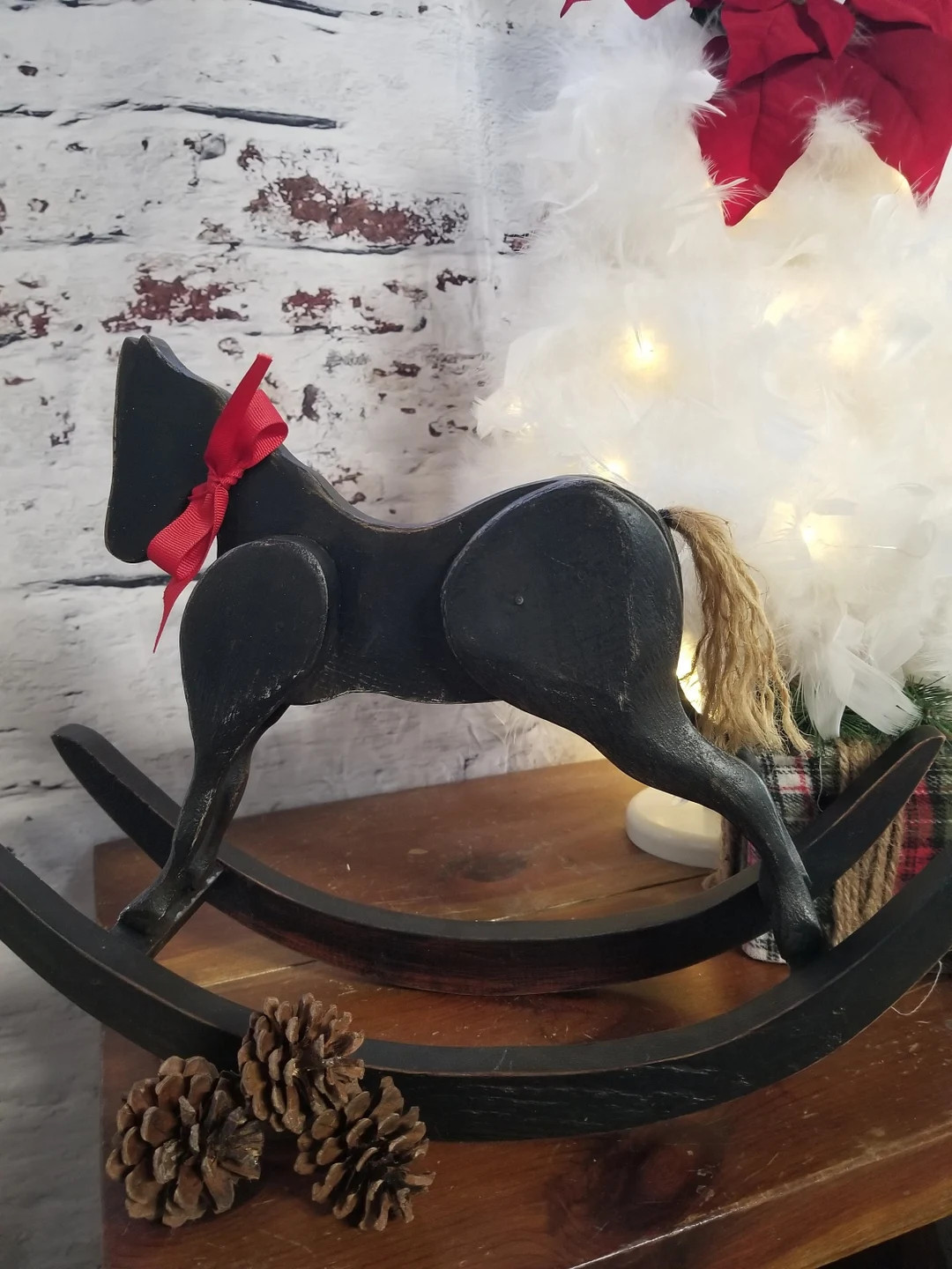 A black hand painted vintage rocking horse statue | Etsy (US)