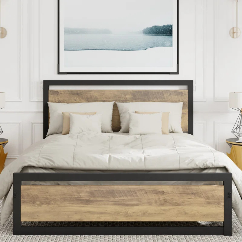 Marilee Slats and Headboard with Metal Frame Platform Bed | Wayfair North America