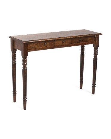 43x14x31.5 Solid Wood 3 Drawer Console Table | TJ Maxx