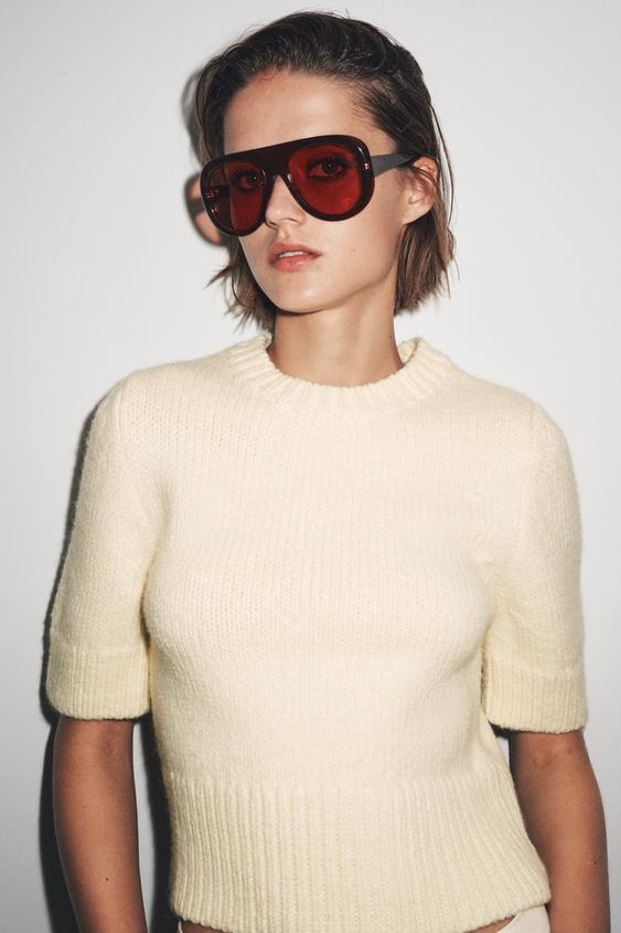 SHORT SLEEVE KNIT SWEATER | Zara UK