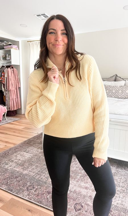 This pullover zip up sweater is super soft! The ribbed material is so pretty and keeps you warm and cozy.

These buttery soft leggings are on repeat. They have over 50k reviews for a reason!

#LTKSeasonal #LTKover40 #LTKfindsunder50