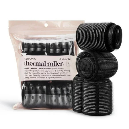 Kitsch Ceramic Thermal Compact 8-Piece Hair Rollers Black | Walmart (US)