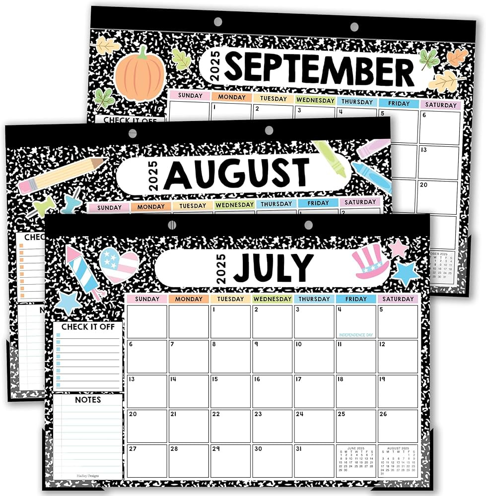 Hadley Designs Teacher Desk Calendar 2025-2026 – 18-Month Desktop Calendar for Home, Office & C... | Amazon (US)