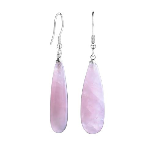Rose Quartz Earrings for Women, Teardrop Shape Natural Healing Crystal Earrings for Women, Rose Quartz Jewelry Dangle Drop Earrings | Amazon (US)