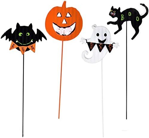 Gift Boutique Halloween Metal Plant Stakes Decorations Pumpkin Jack o Lantern Ghost Bat Cat Garden S | Amazon (US)