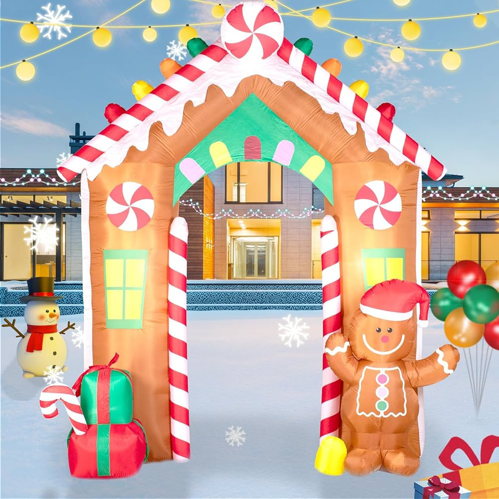 Nervure 10FT Christmas Inflatable Archway with Gingerbread Man - Christmas Inflatables Outdoor De... | Amazon (US)