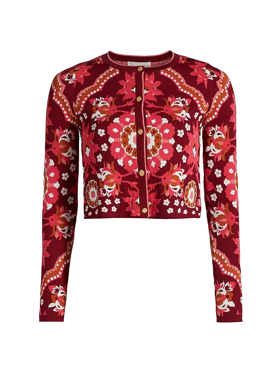 Women's Ila Patterned Knit Crop Cardigan - Mystic Rasberry - Size XL | Saks Fifth Avenue