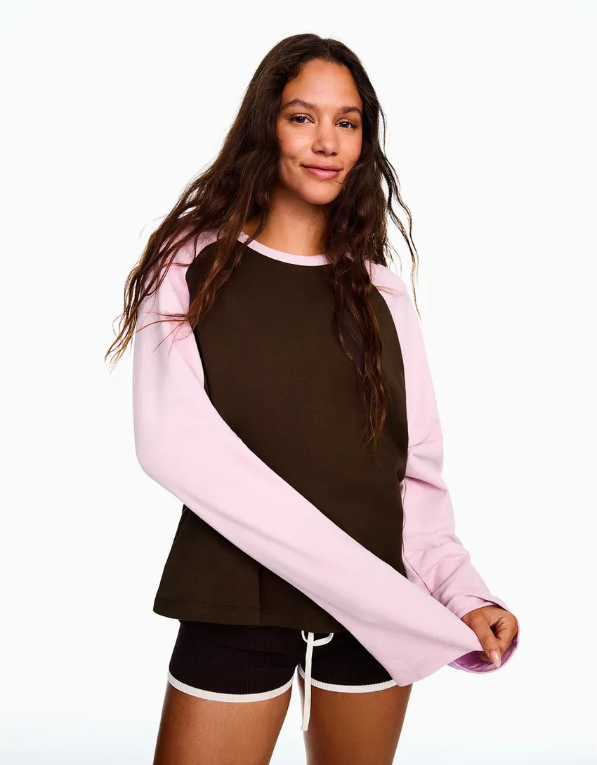 Raglan crew neck sweater | Bershka RewardStyle US