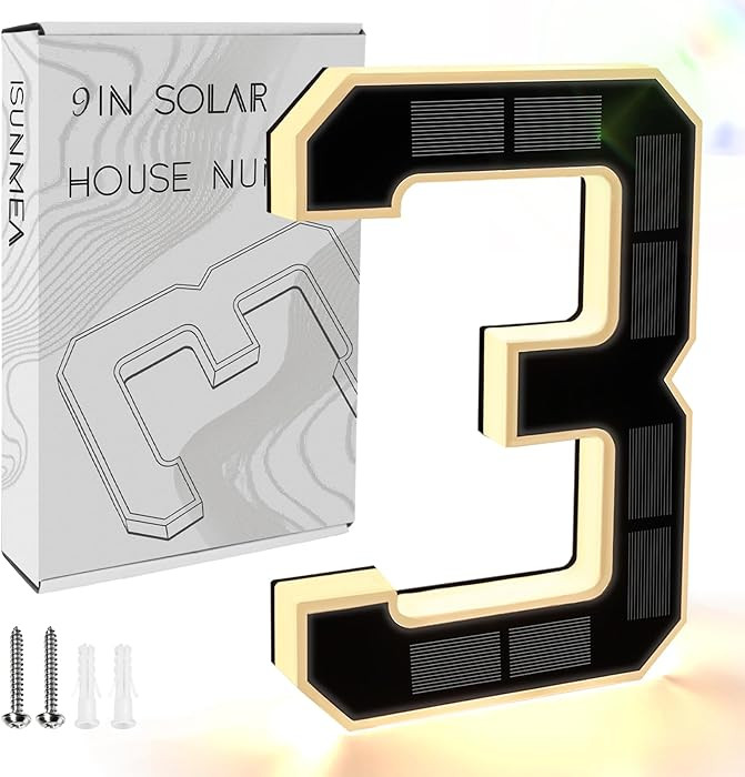 ISUNMEA 9 Inch Solar Lighted House Numbers for Outside, Light Up Waterproof LED Address Numbers S... | Amazon (US)