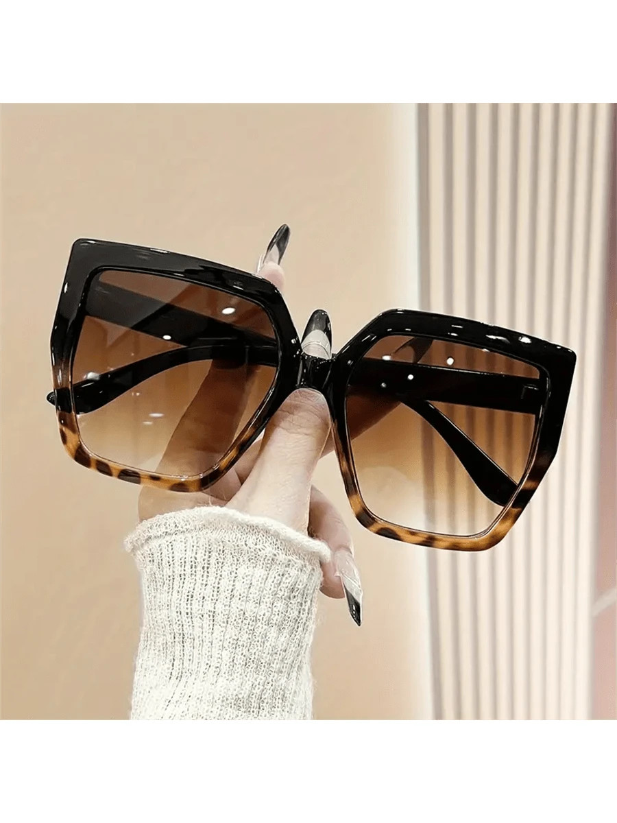 1pc Oversized Square Fashion Glasses, Unisex Vintage Leopard Print, Suitable For Holiday Travel Beach Accessories For Women Glasses Shades Basics Fall Winter Women Outfits Clothes Business Casual Gifts Leopard | SHEIN