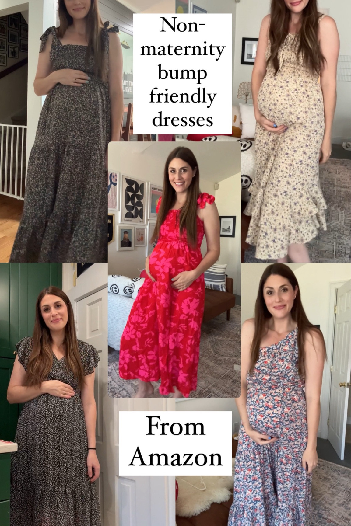 My GO TO Bump friendly dresses from amazon than are non-maternity so I can keep wearing them postpartum ❤️