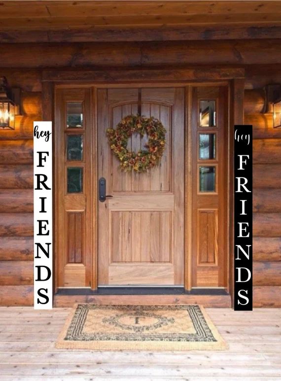 Hey FRIENDS Welcome Front Porch Sign Vertical Wood Welcome | Etsy | Etsy (US)