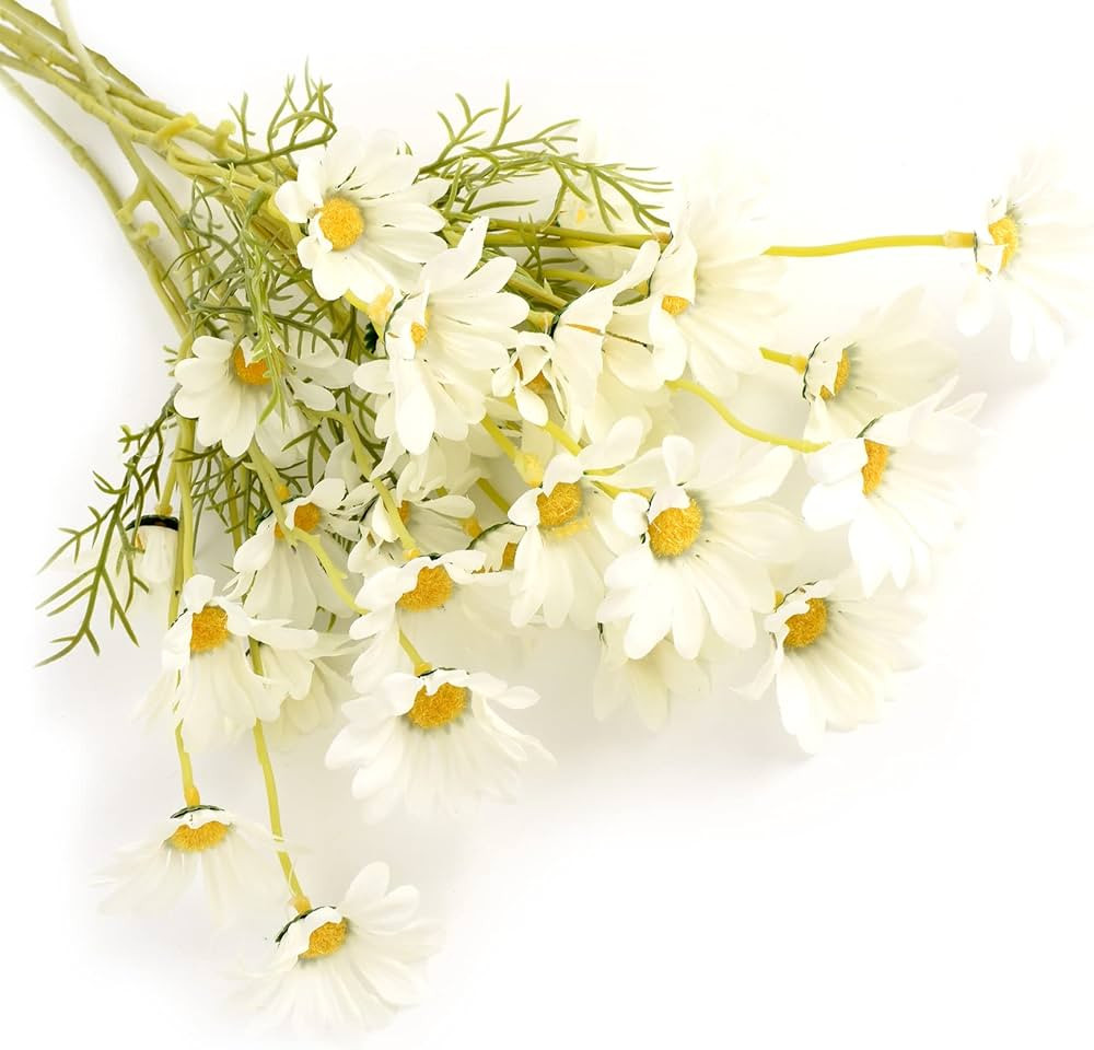 Artificial Daisy Flowers 6 Bundles 21” Faux Silk Daisy Flowers with Stems for Home Garden Vase ... | Amazon (US)