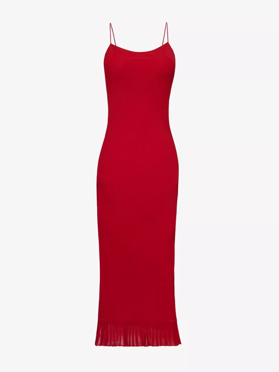 Suki pleated-hem crepe maxi dress | Selfridges