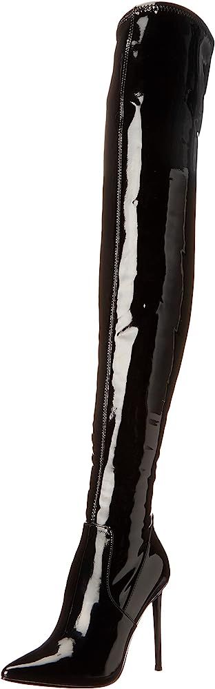 Amazon.com | Steve Madden Women's VIKTORY Fashion Boot, Black Patent, 6 | Over-the-Knee | Amazon (US)