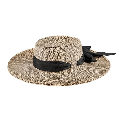 San Diego Hat Company Women's Boater Hat with Scarf Bow, Natural | Amazon (US)