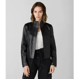 Donna Button Neck Leather Jacket | Wilsons Leather