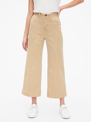High Rise Wide-Leg Crop Khakis | Gap (US)