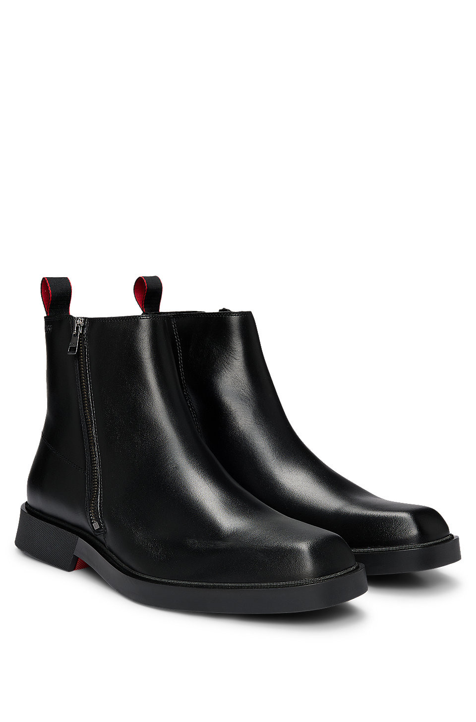 Zipped half boots in leather with signature outsole | Hugo Boss (UK)