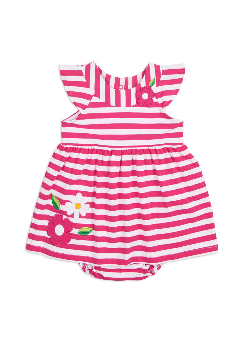 Stripe Knit Romper With Flowers | Florence Eiseman