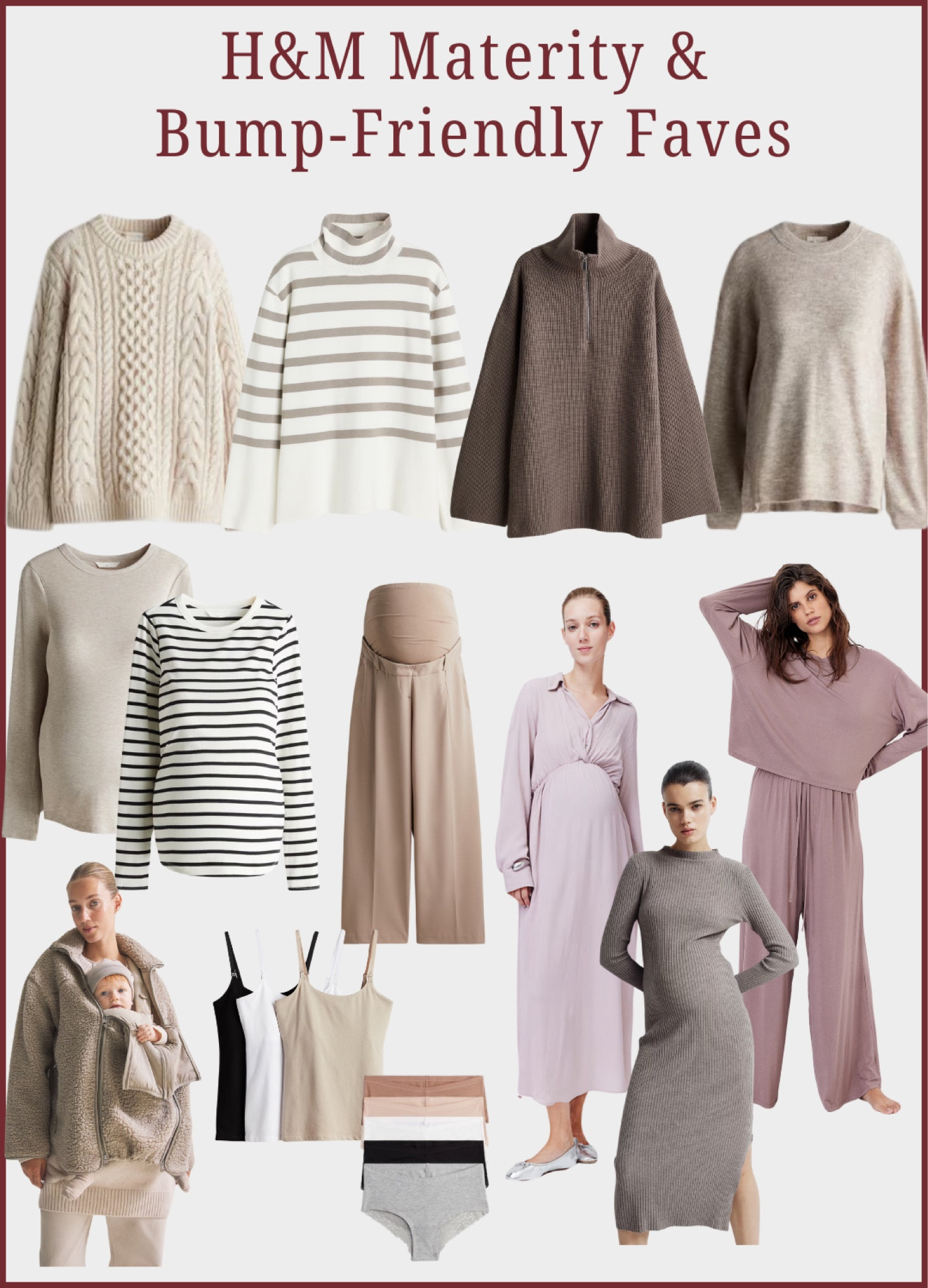 H&M has the best maternity/bump friendly options in all of the neutrals 😍

Maternity, post partum, pregnancy, maternity sweater, maternity jeans, oversized sweater, maternity basics, winter maternity, bump friendly 

#LTKStyleTip #LTKBaby #LTKBump