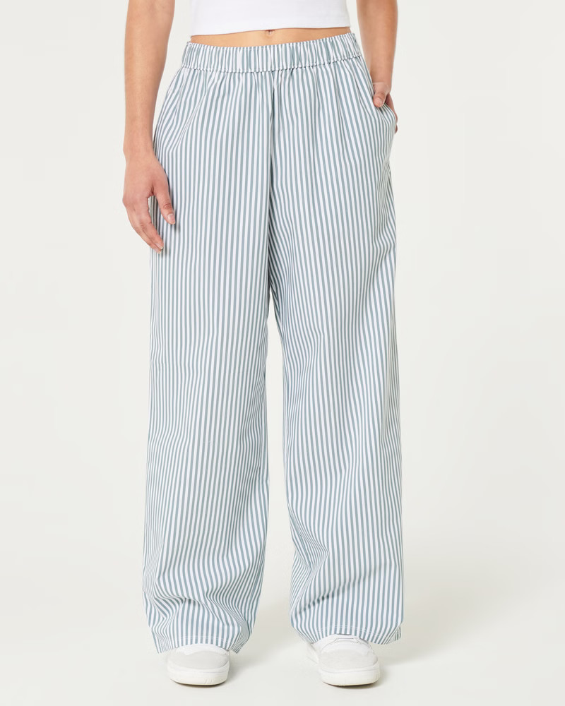 Poplin Wide-Leg Sleep Pants | Hollister (US)