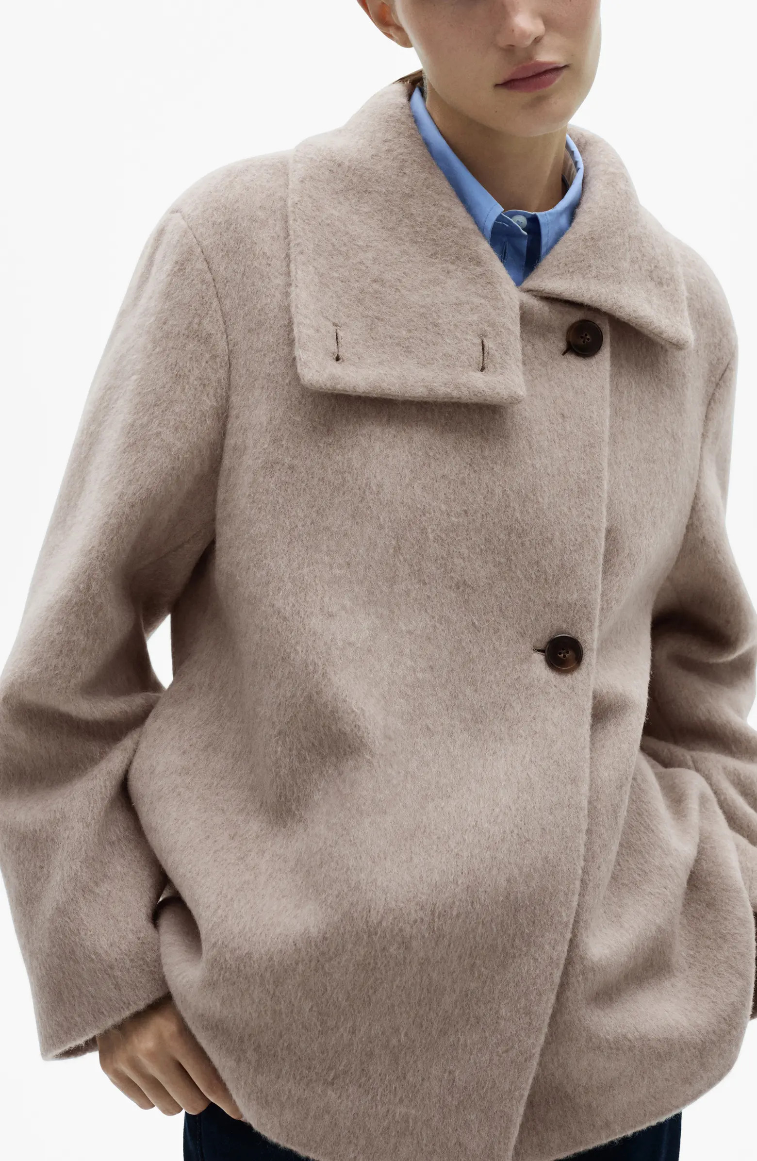 MANGO High Neck Wool Blend Coat | Nordstrom | Nordstrom
