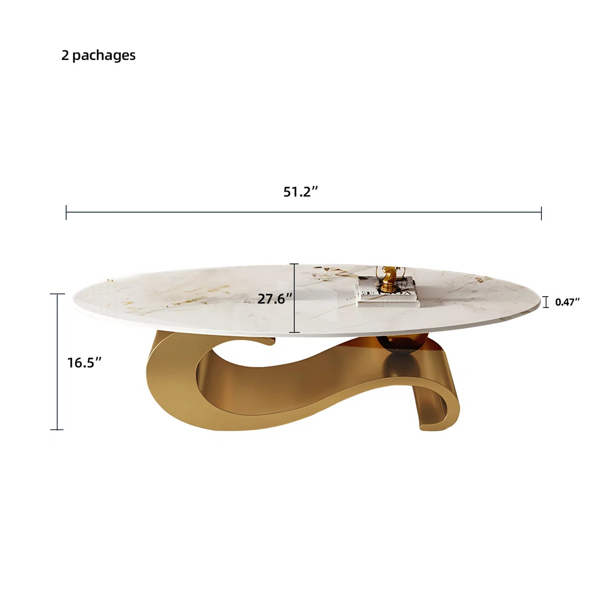 Luxury Oversize 51.2'' L Oval Coffee Table with Musical Note Base–Modern Accent Piece for Livin... | Wayfair North America