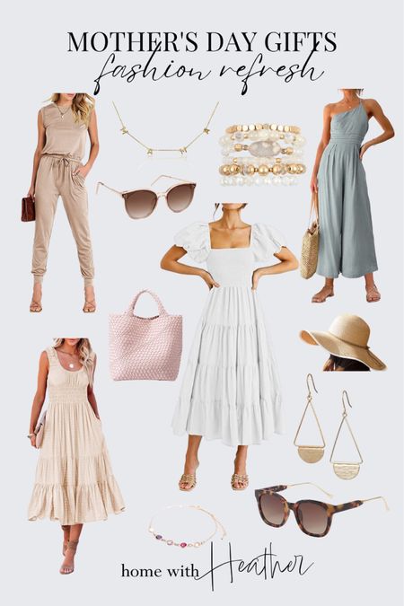Amazon Mother’s Day Gifts - Fashion Refresh! 

Gift ideas for Mom from Mother’s Day.
Summer crew neck sleeveless casual stretchy jumpsuit, romper, casual summer midi dress puffy short sleeve dress, smocked sun dress, sleeveless smocked midi dress, druzy multi layered bracelet stack, classic modern polarized sunglasses, tortoise shell sunglasses, one shoulder pleated high waist jumpsuit, one shoulder romper, wide brim straw floppy hat, woven bag, vegan leather tote bag, woven purse, paddle lightweight statement earring, custom birthstone bracelet, MAMA necklace, dainty gold necklace. 
Jewelry, sunglasses, Spring outfit, travel outfit, summer outfit, Mother’s Day outfit. 

#LTKFind #LTKGiftGuide #LTKstyletip
